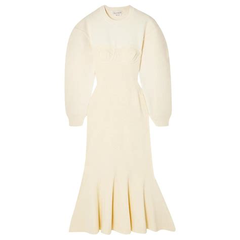 cream alexander mcqueen dresses